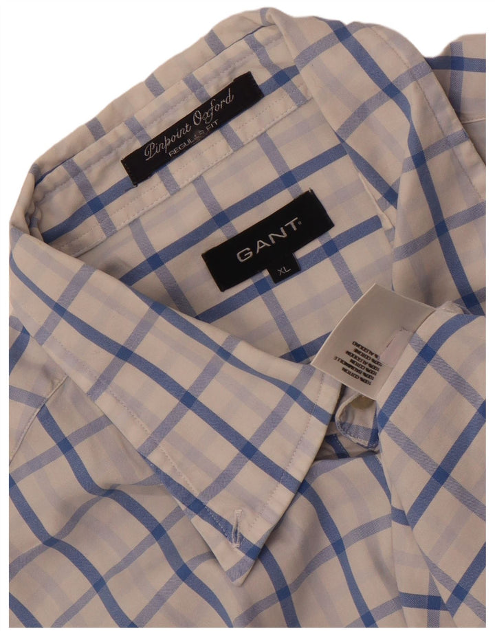 Gant Chemise Regular Fit XL Coton à Carreaux Blanc Homme