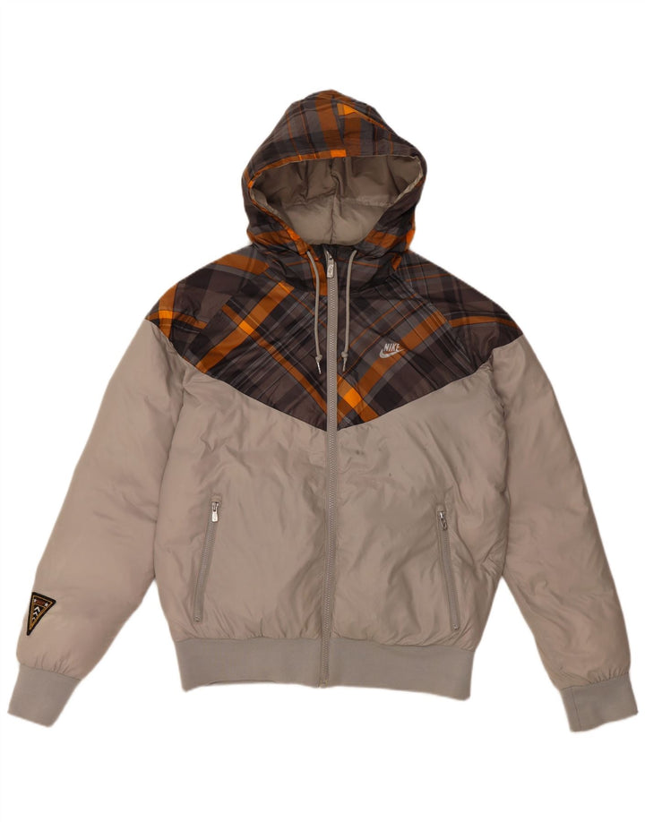 Nike Veste matelassée à capuche pour homme UK 36 Petit Gris Colorblock Polyester