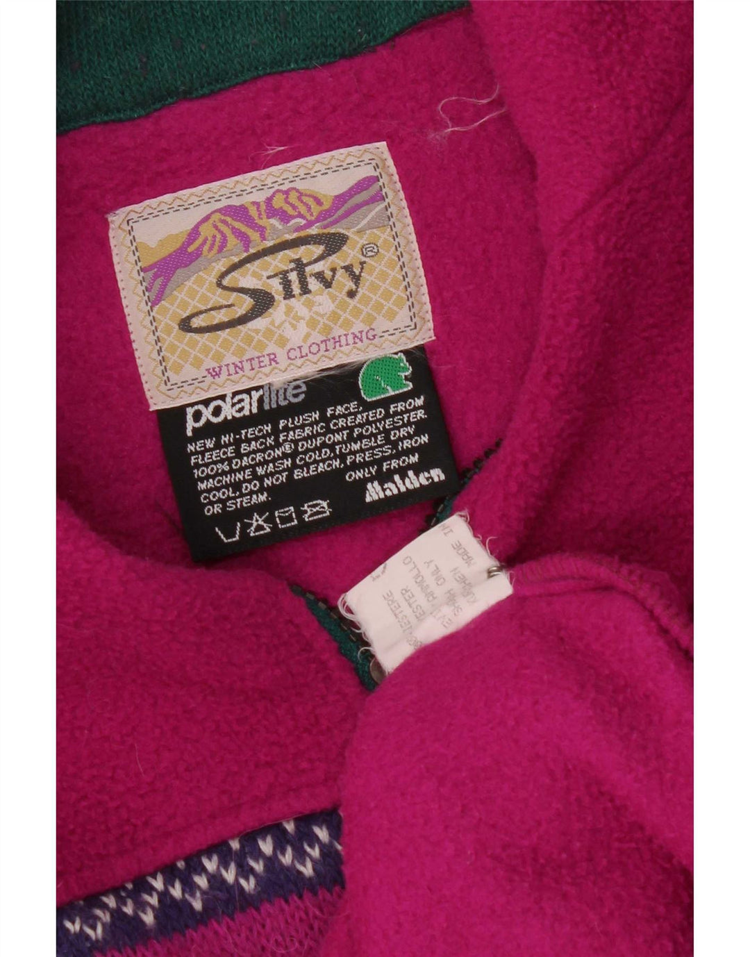 Silvy Pull polaire graphique à col zippé pour femme UK 14 Large Rose Polyester