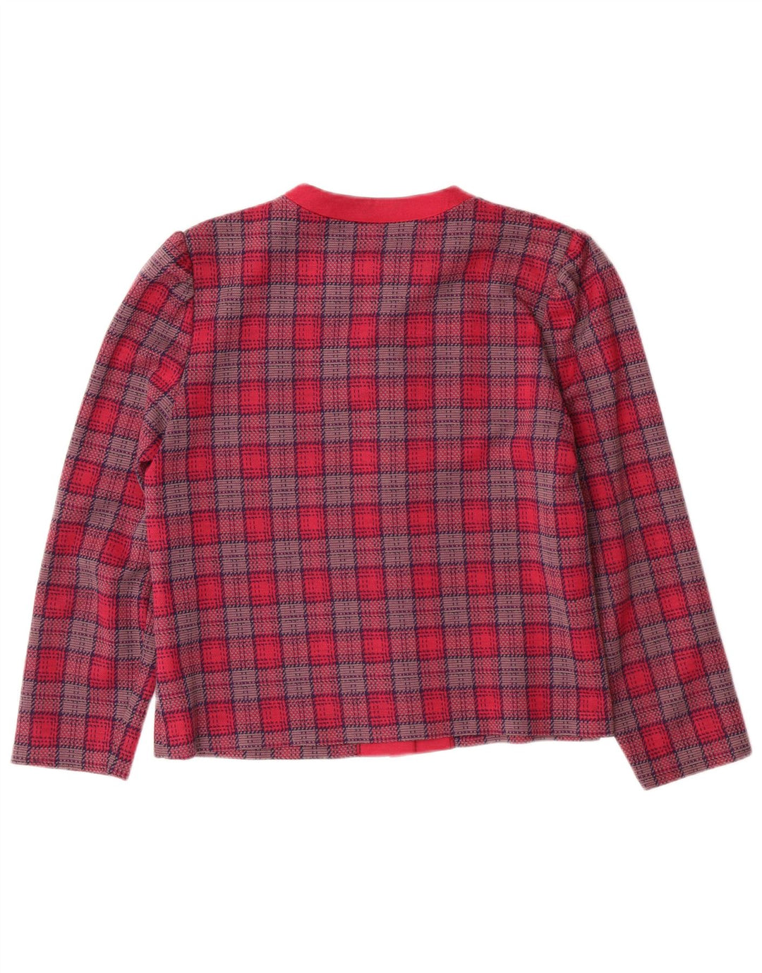 vintage Femmes 5 Bouton Blazer Veste UK 14 Moyen Rose Plaid Classique