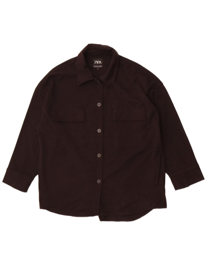 Zara Veste bomber surdimensionnée pour femme UK 16 Large Noir Polyester