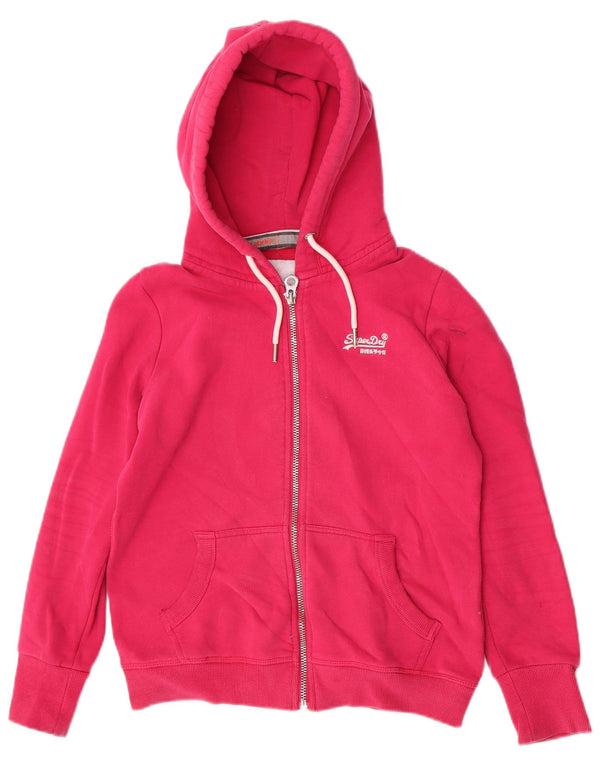 Superdry Pull à capuche zippé pour femme UK 12 Coton rose moyen