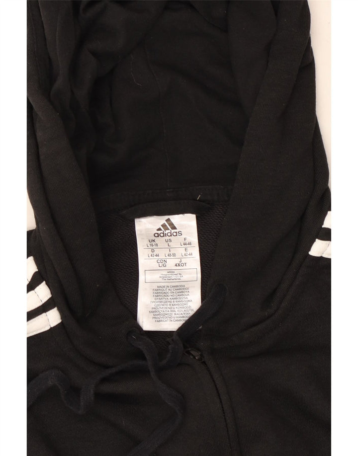 ADIDAS Pull à capuche zippé pour femme UK 16/18 Grand coton noir