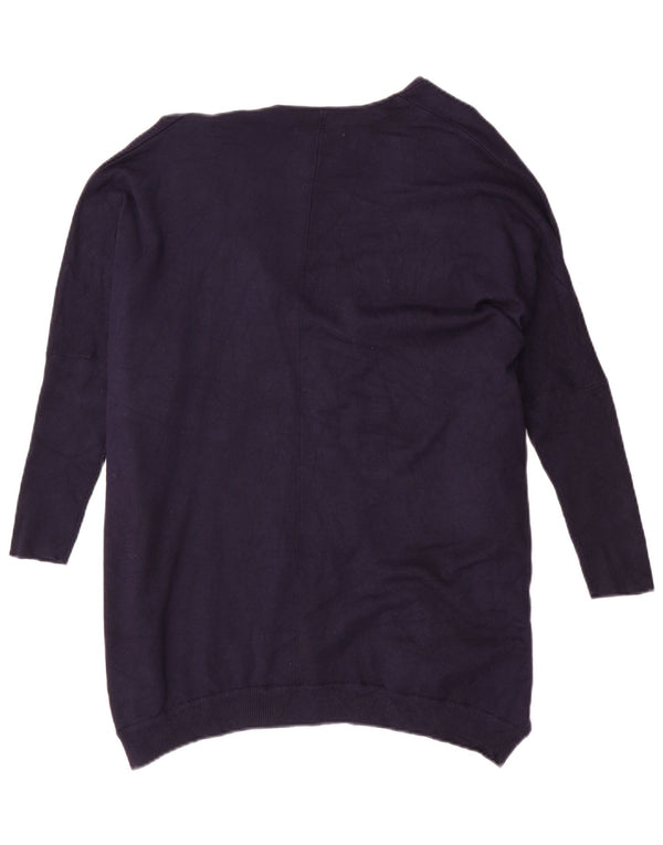 ZARA Pull cardigan surdimensionné à manches courtes pour femme UK 14 Bleu marine moyen