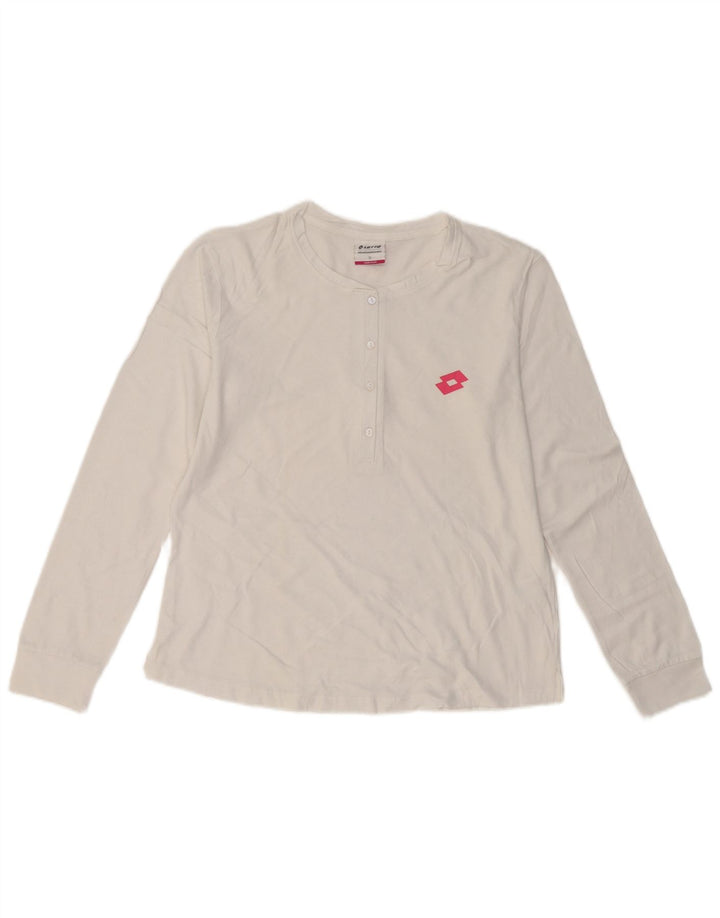 Lotto Haut à manches longues pour femme UK 10 Small Blanc Coton