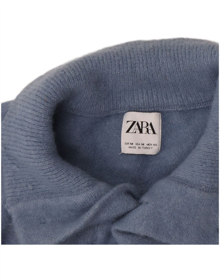 Zara Pull Col Boutonné Homme Bleu Moyen