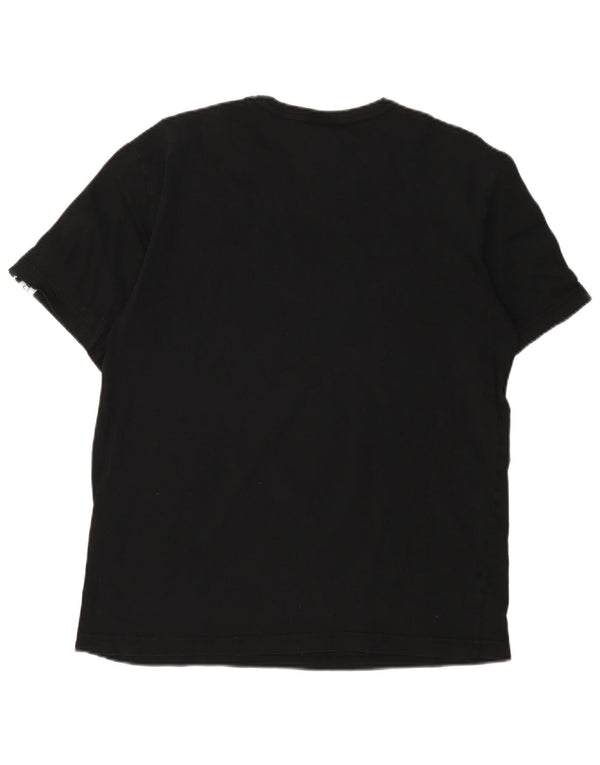 Champion Mens Graphic T-Shirt Top Large Black Cotton