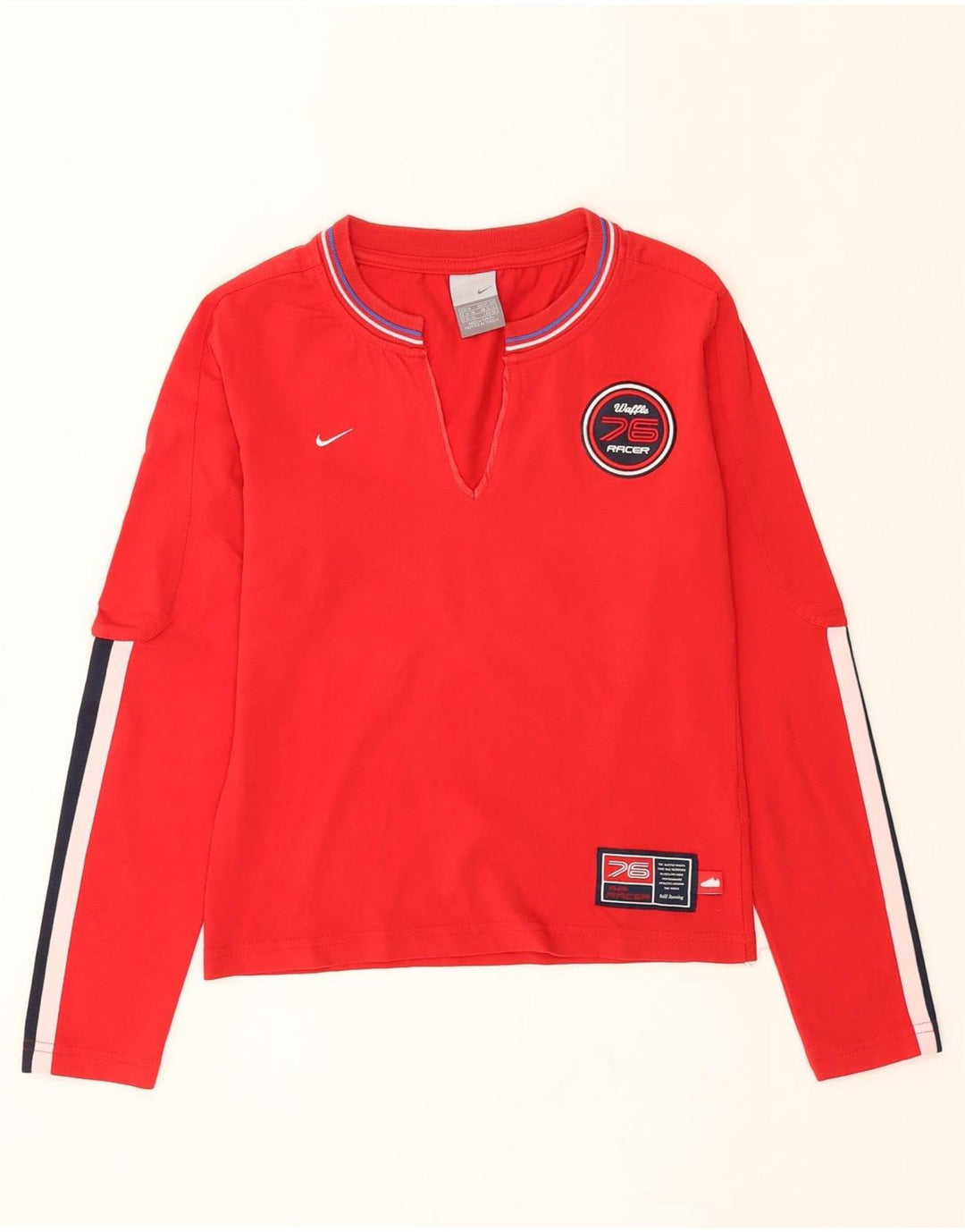 NIKE Womens Graphic Top Long Sleeve UK 10/12 Medium Red Vintage Nike and Second-Hand Nike from Messina Hembry 