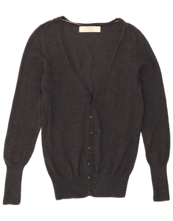Zara Cardigan Femme Pull UK 10 Petit Gris