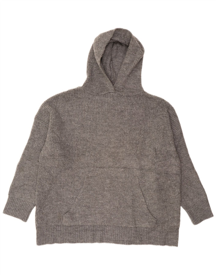 Zara Pull surdimensionné à capuche pour femme UK 14 Acrylique gris moyen