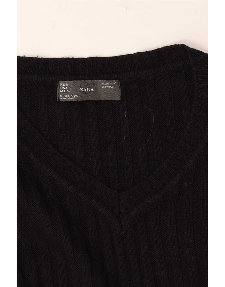 Zara Pull col V pour homme en acrylique noir Large