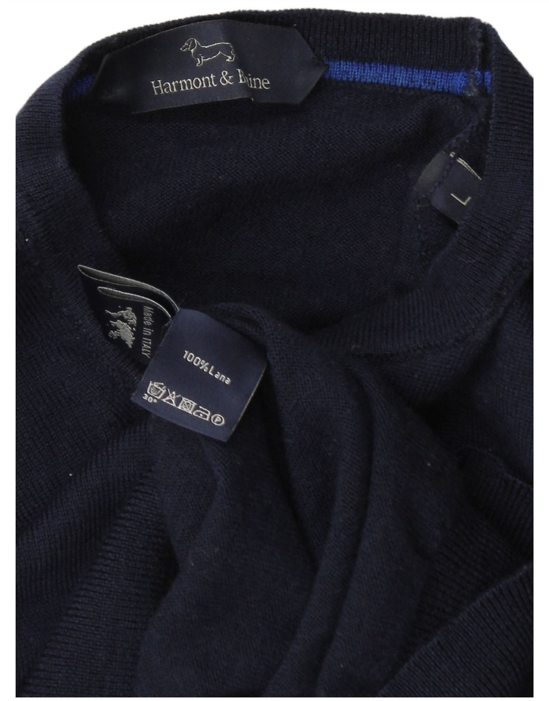 Harmont & Blaine Pull à col rond pour homme en laine bleu marine