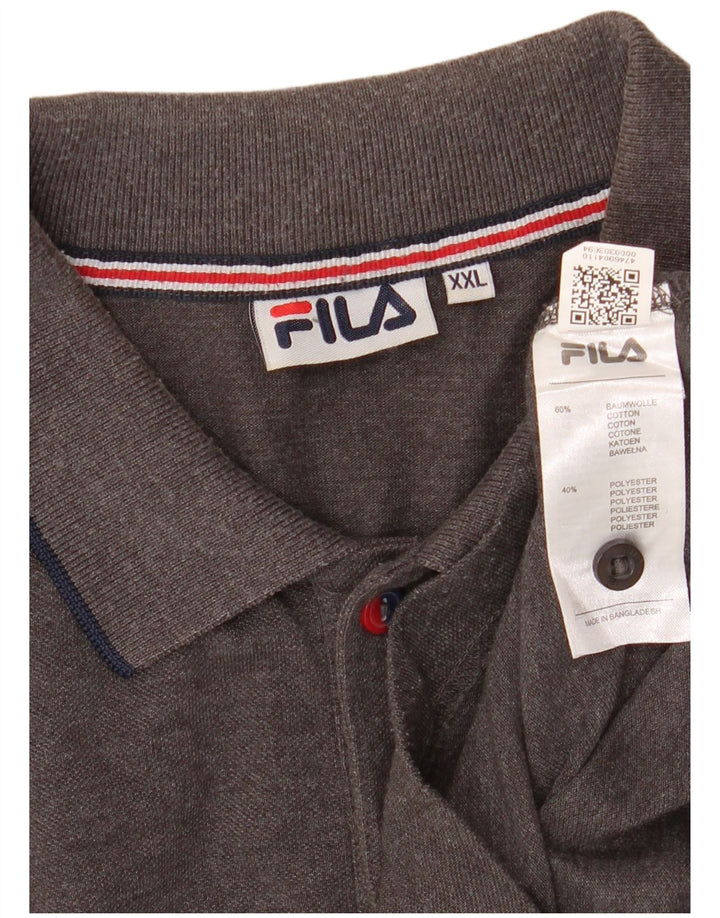 Fila Polo à manches longues pour homme 2XL Gris Coton