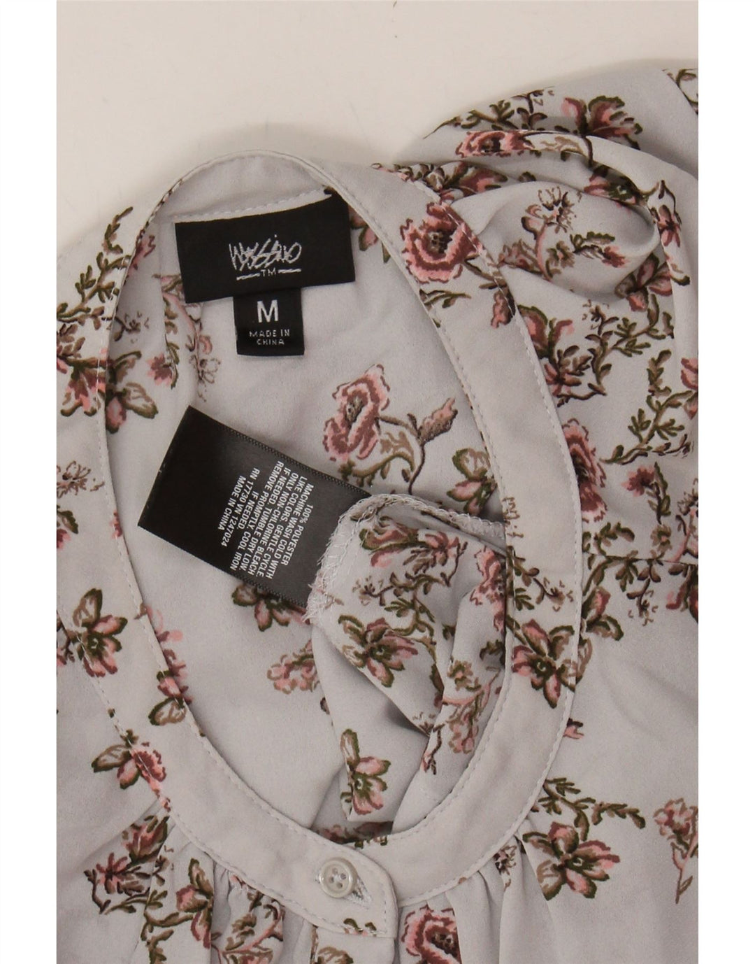 MOSSIMO Womens Blouse Top UK 14 Medium Grey Floral Polyester Vintage Mossimo and Second-Hand Mossimo from Messina Hembry 