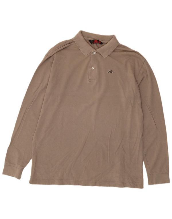 Kappa Polo à manches longues pour homme 2XL en coton beige