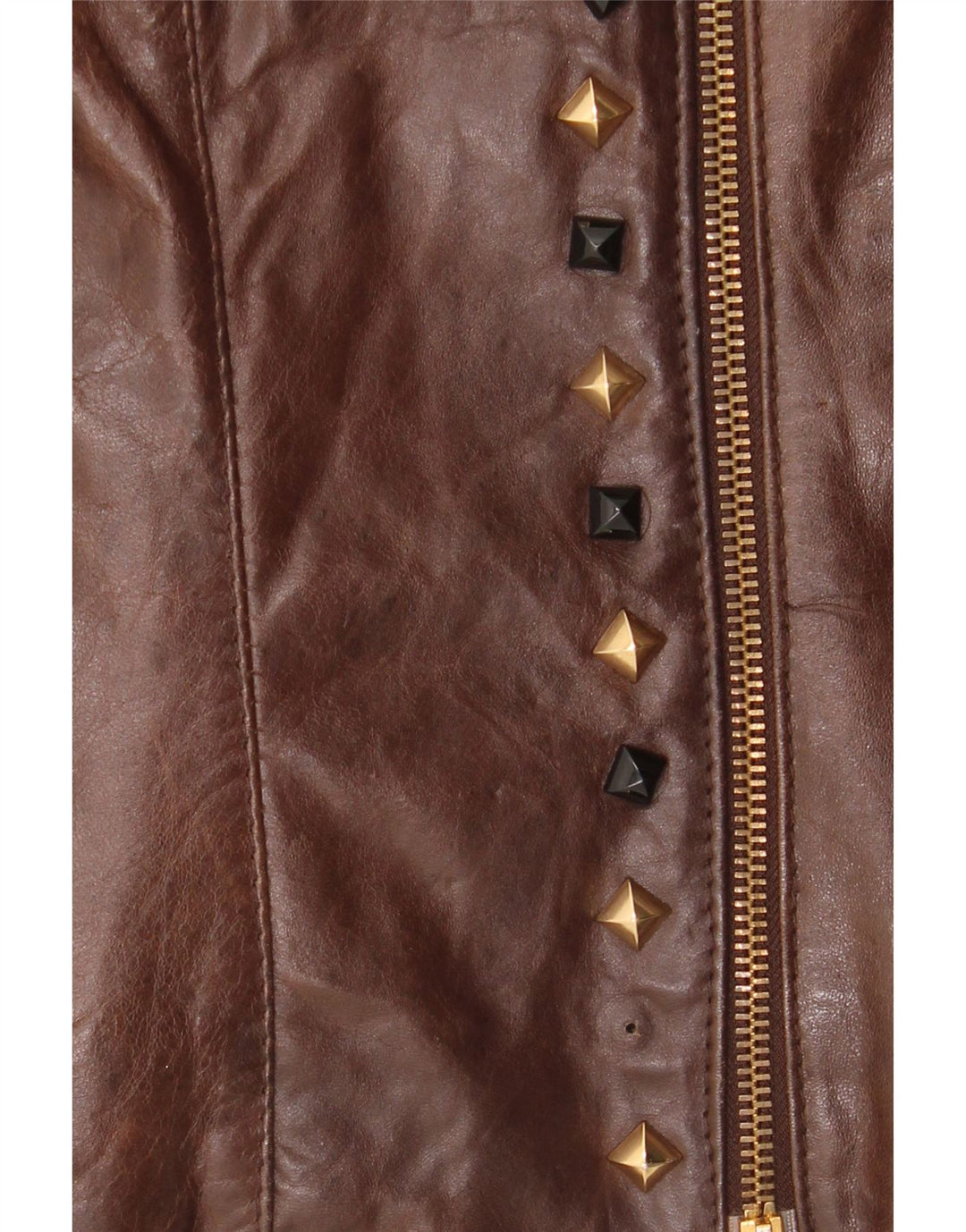 Veste motard en cuir femme vintage IT 44 Cuir marron moyen
