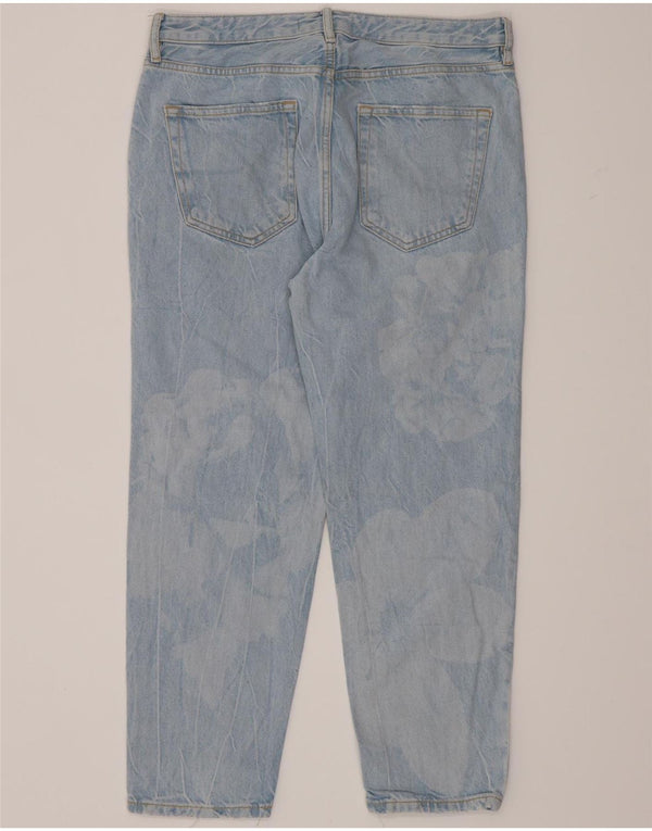 Zara Jean court délavé à l'acide pour homme EU 42 Large W32 L26 Bleu Floral