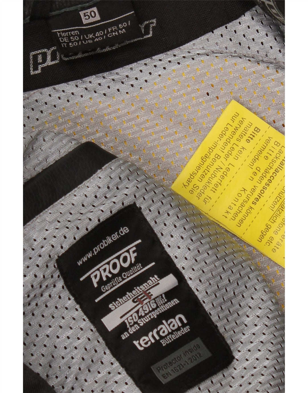 Probiker Veste de motard en cuir pour homme EU 50 Grand cuir noir