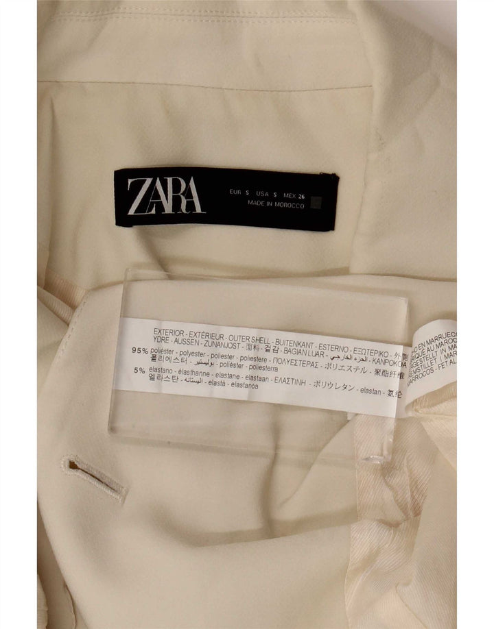 Zara Gilet Long Femme UK 10 Petit Polyester Blanc Cassé