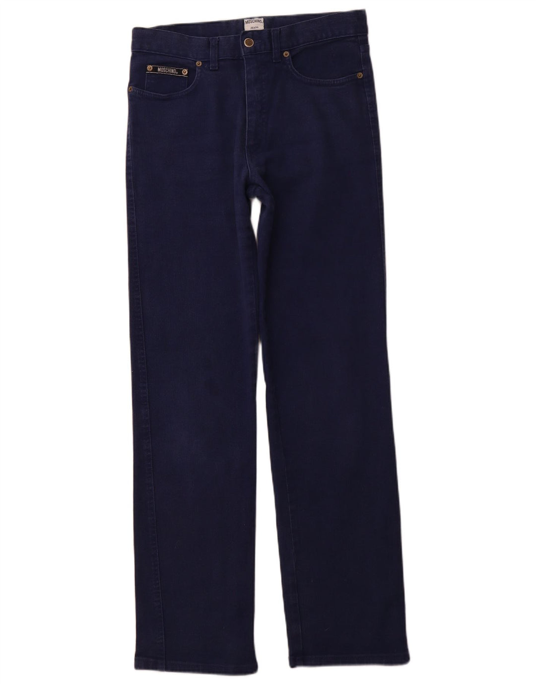 MOSCHINO Jean droit taille haute femme W32 L32 bleu marine coton