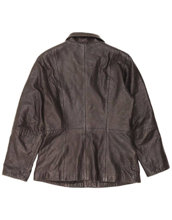 MAURITIUS Veste blazer en cuir à 3 boutons pour femme UK 18 XL Cuir noir