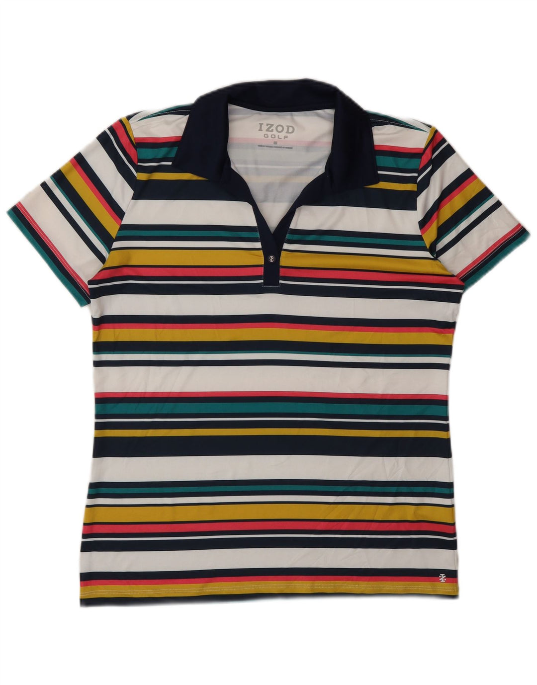 Izod Polo Femme UK 44 Medium Multicolore Rayé Polyester