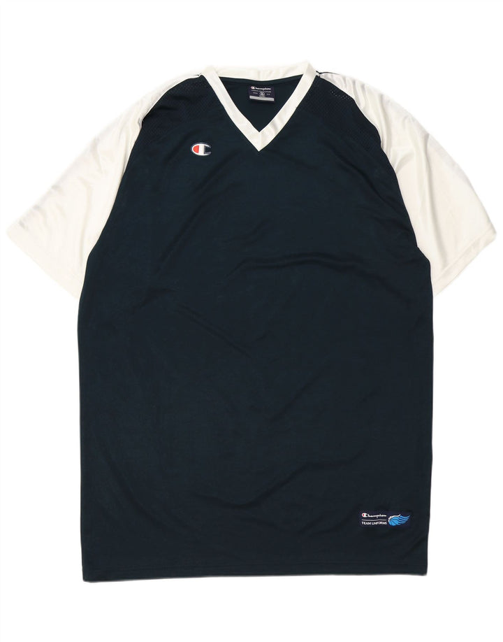 Champion T-Shirt Homme Top XL Bleu Marine Colorblock Polyester