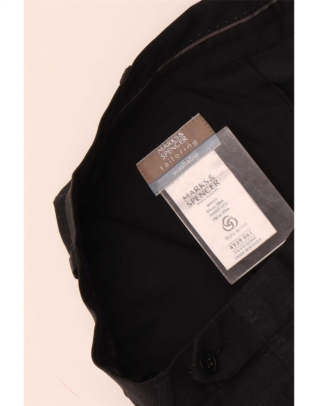 Marks & Spencer Pantalon de costume pour homme W36 L31 Gris Polyester