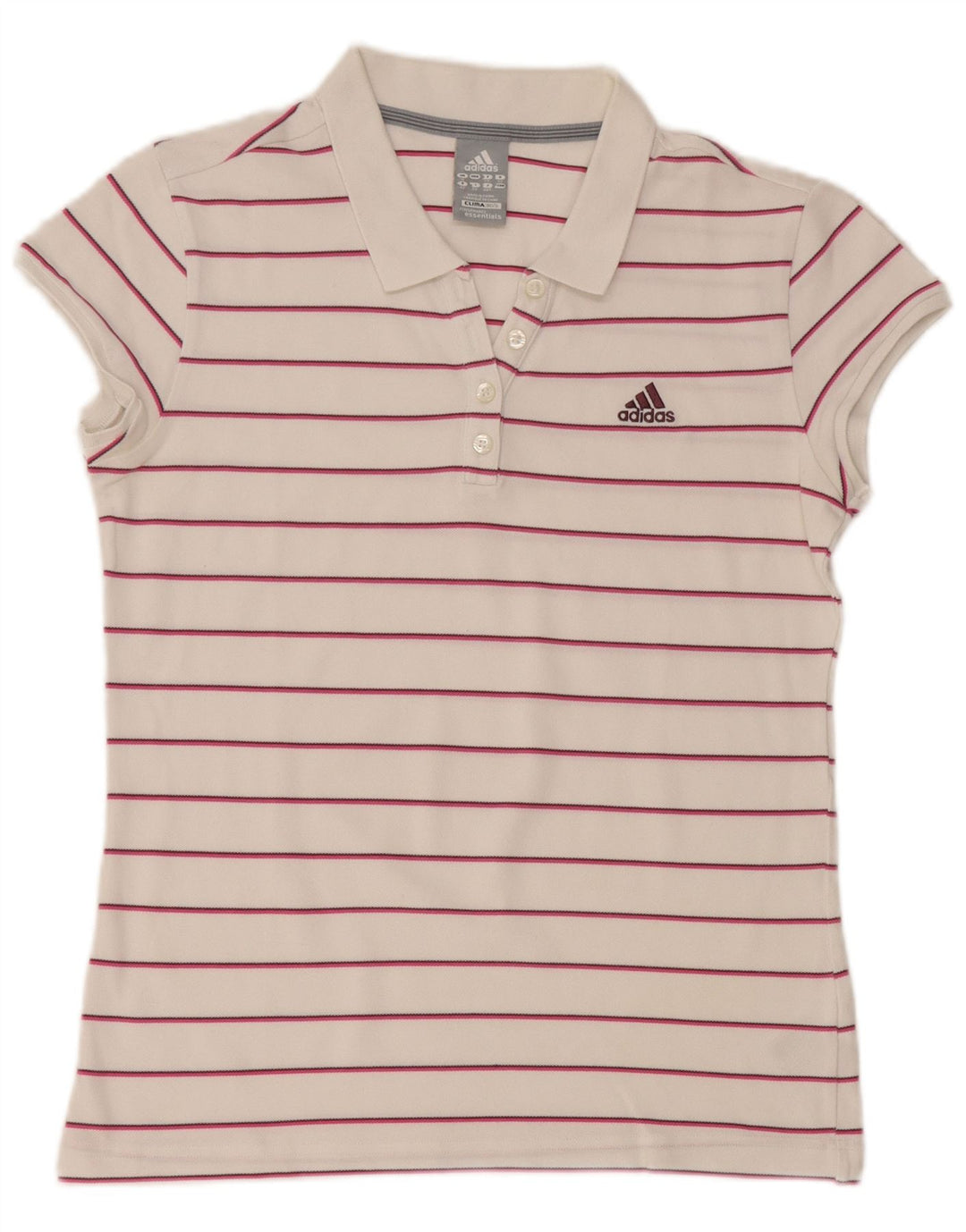 ADIDAS Polo Clima 365 pour femme UK 16 Grand coton rayé blanc