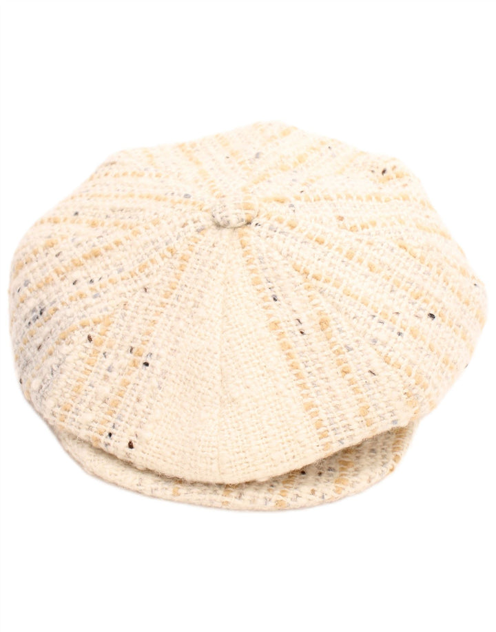 DONEGAL Casquette Plate Femme Large Beige à Chevrons Laine Vierge