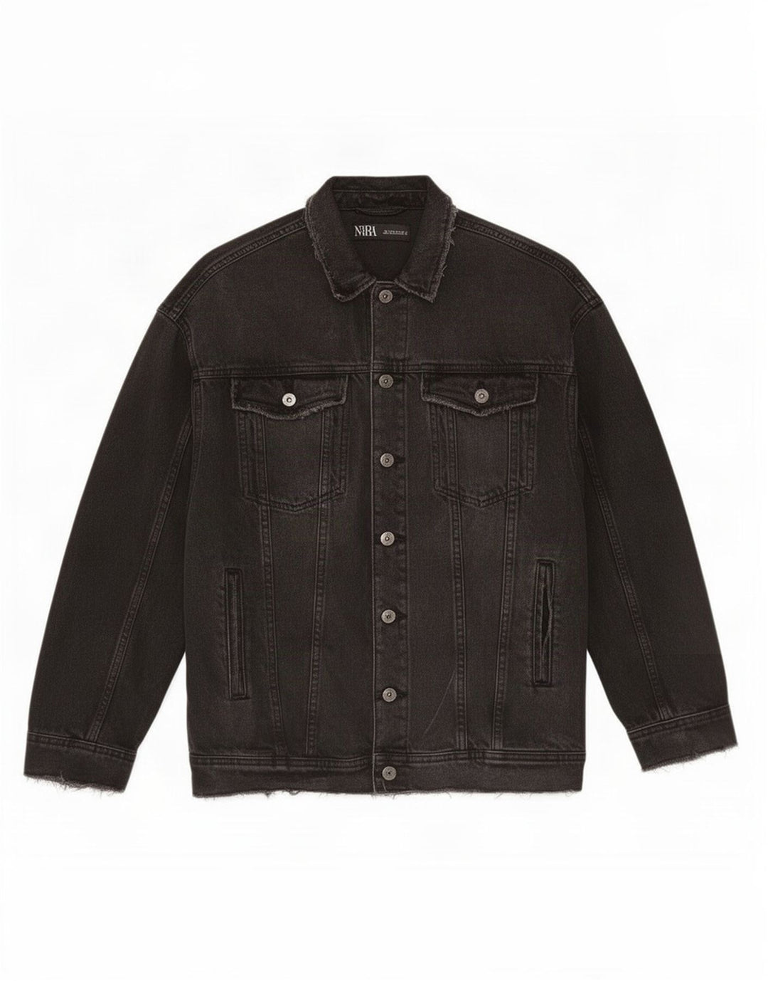 Zara Veste en jean surdimensionnée pour femme UK 10 Petit coton gris