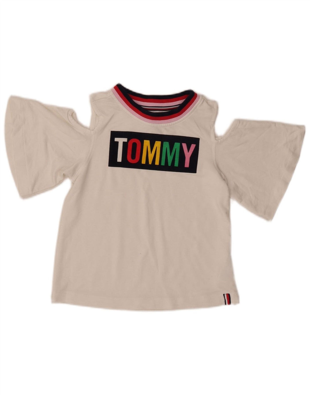 TOMMY HILFIGER Haut graphique à épaules dénudées pour fille 8-9 ans Blanc moyen