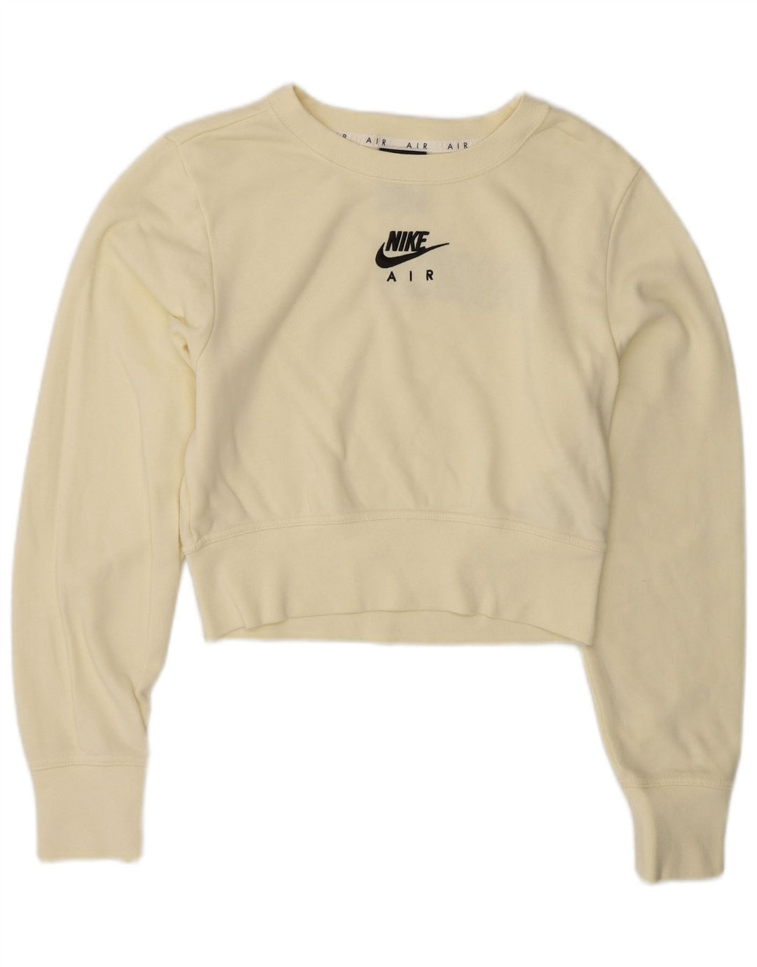 NIKE Sweat-shirt court graphique pour femme UK 10 Petit coton blanc cassé