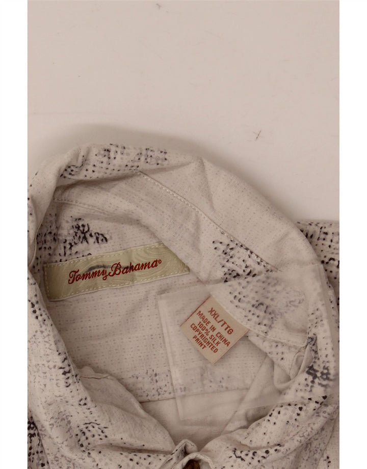 TOMMY BAHAMA Chemise à manches courtes pour homme 2XL en soie florale blanc cassé