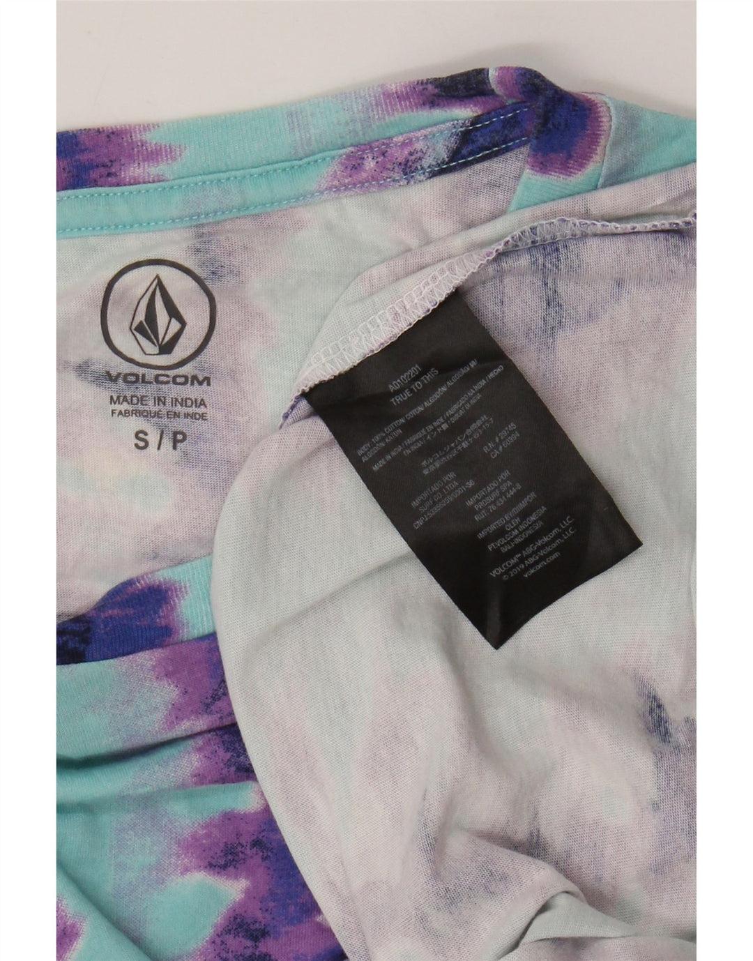 VOLCOM T-Shirt Homme Petit Haut Multicolore Tie Dye Coton