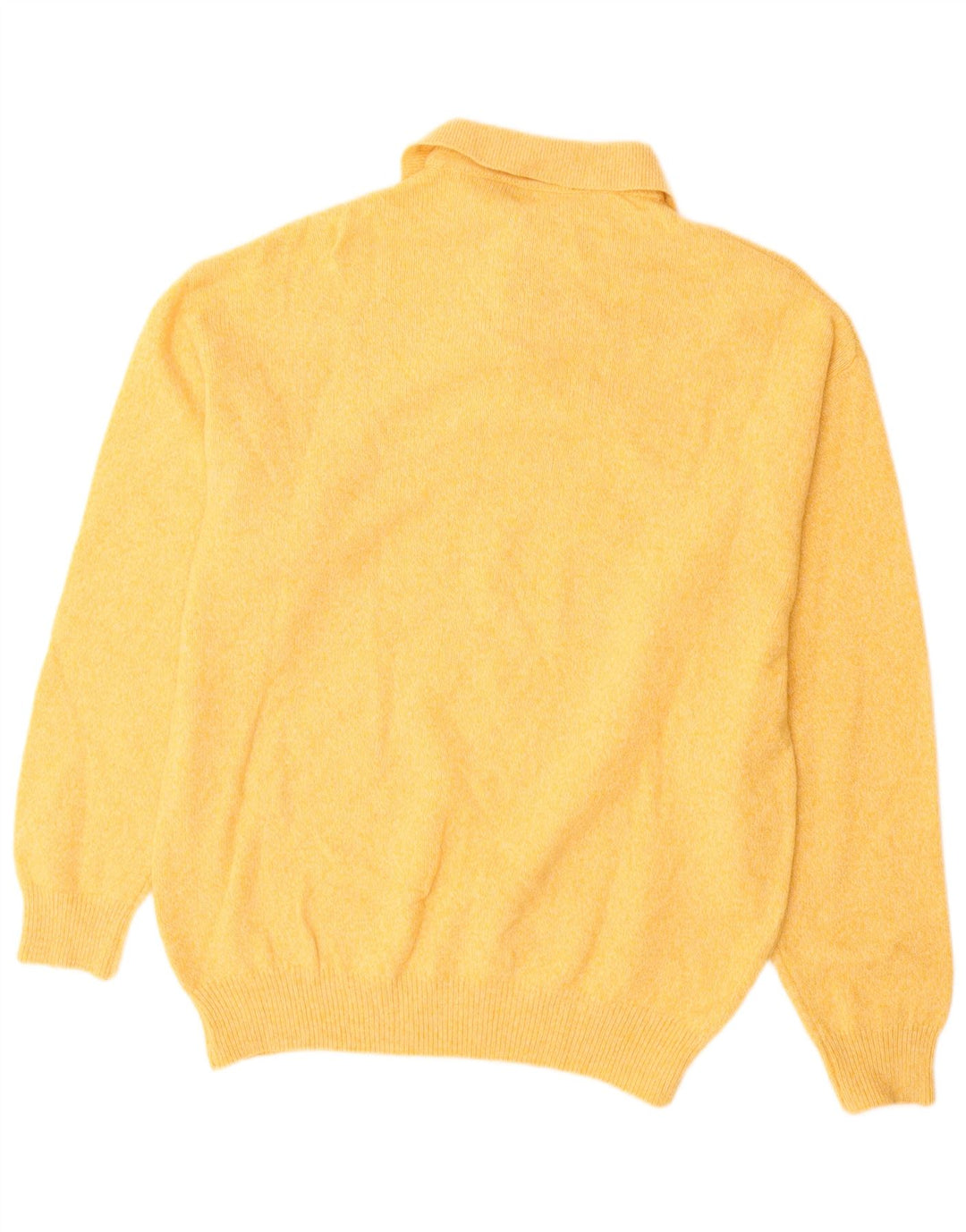 VINTAGE Pull à col polo pour homme 2XL en laine d'agneau jaune