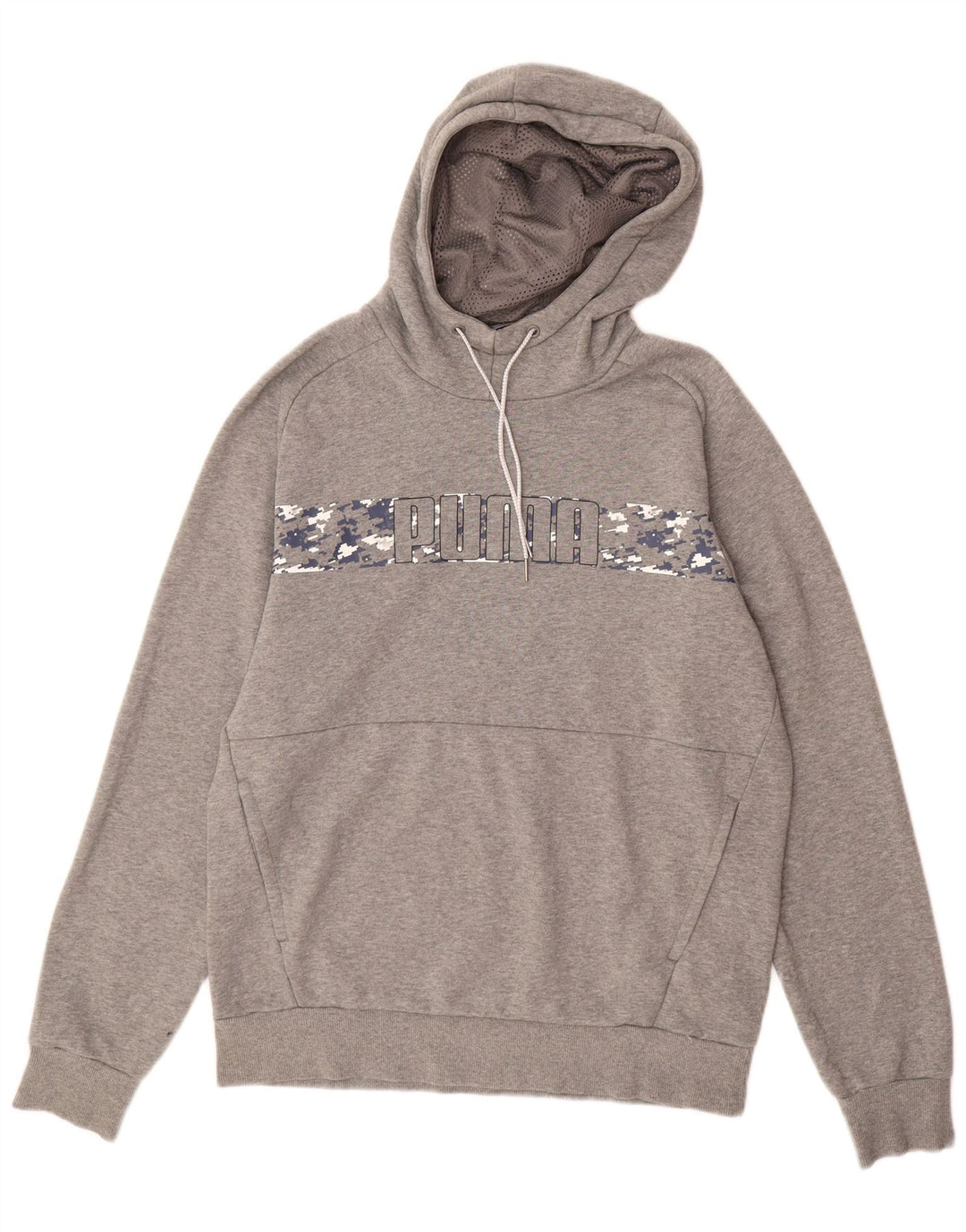 PUMA Pull à Capuche Graphique Homme Gris Moyen Coton