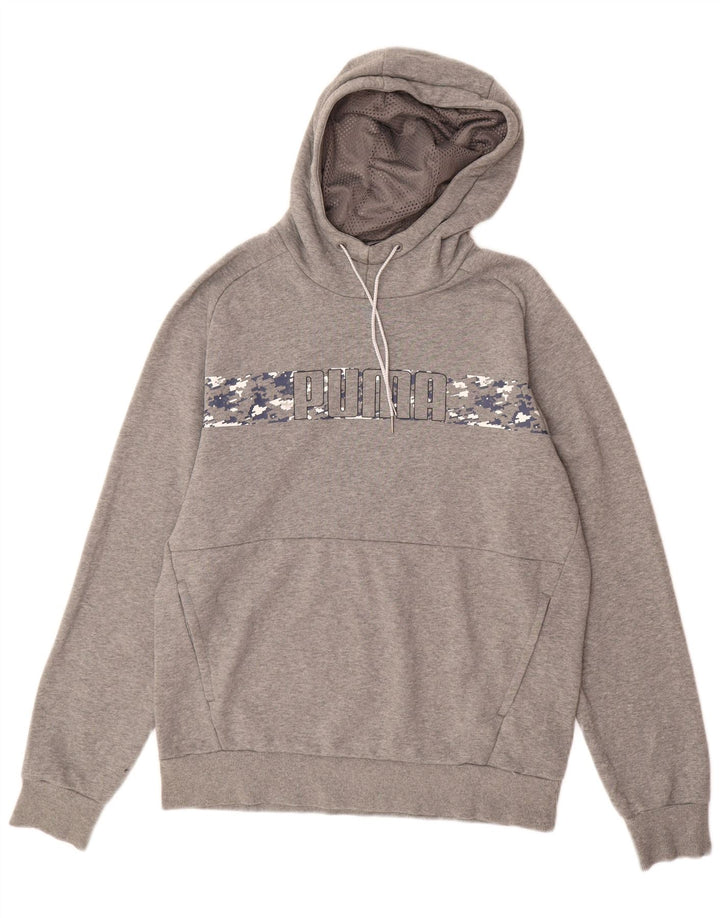 PUMA Pull à Capuche Graphique Homme Gris Moyen Coton