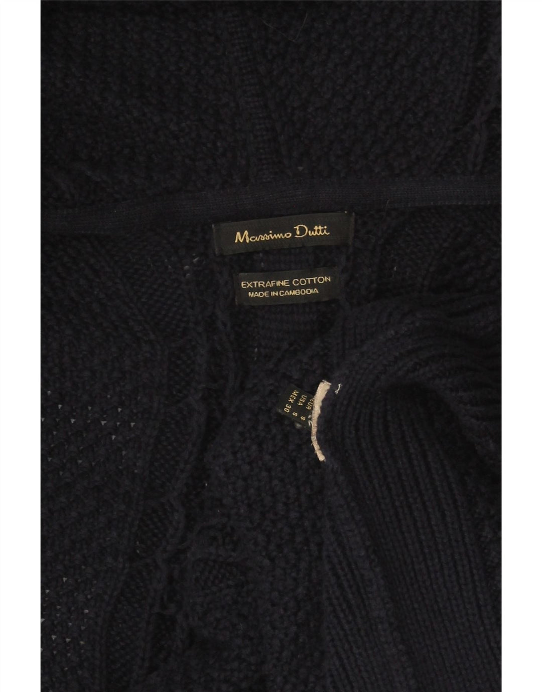 MASSIMO DUTTI Pull cardigan long pour femme UK 10 Small Bleu marine