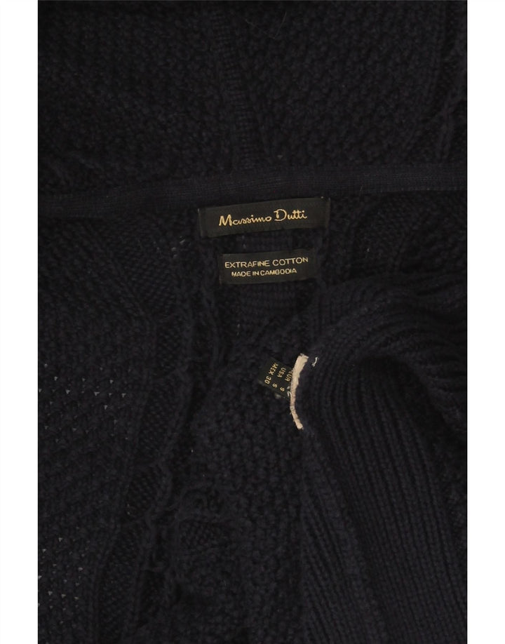MASSIMO DUTTI Pull cardigan long pour femme UK 10 Small Bleu marine