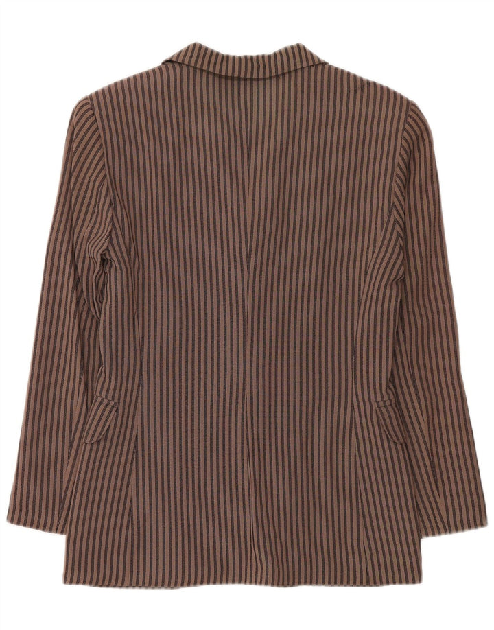 Via Dei Ciclamini Veste blazer 3 boutons pour femme UK 10 Petit marron rayé