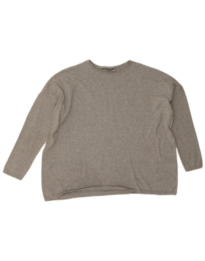 Zara Pull surdimensionné à col bateau pour femme UK 14 Gris moyen moucheté