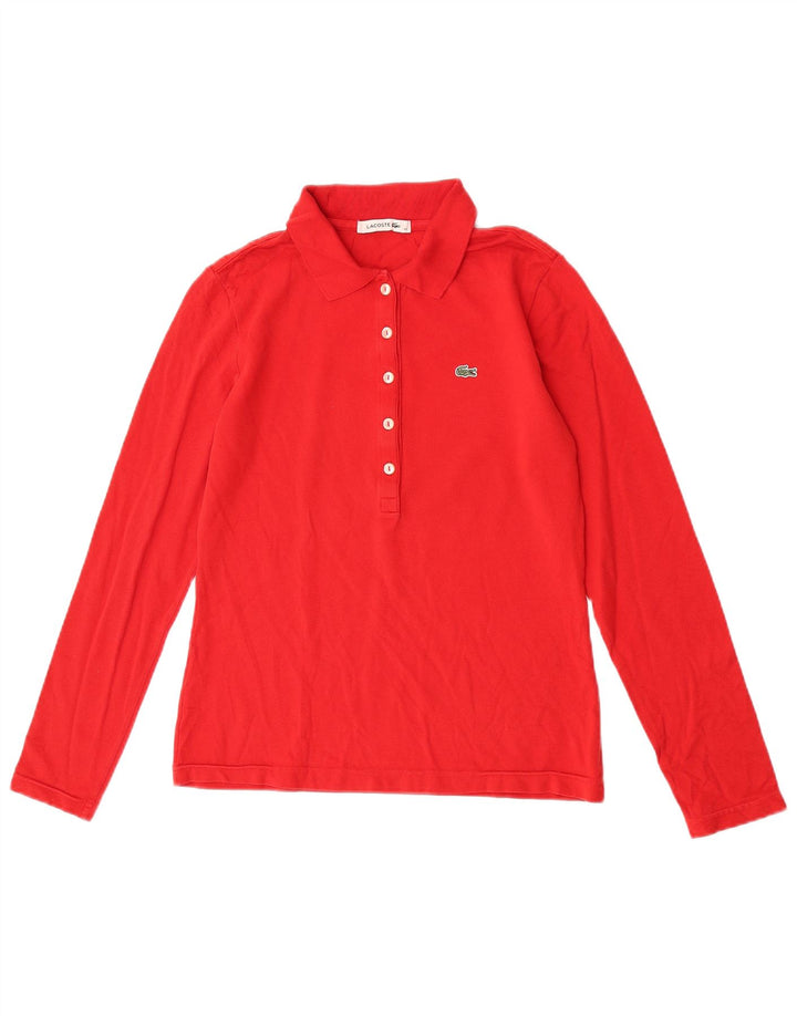 Lacoste Polo à manches longues femme taille 40 coton rouge moyen