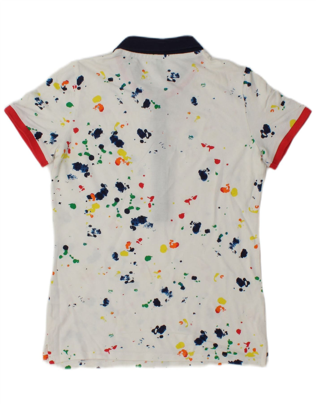 Benetton Polo Femme UK 10 Petit Coton Chiné Blanc