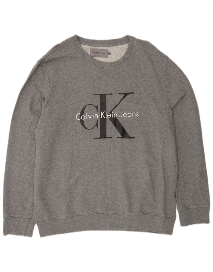 CALVIN KLEIN JEANS Sweat-shirt graphique pour homme 2XL Gris Coton
