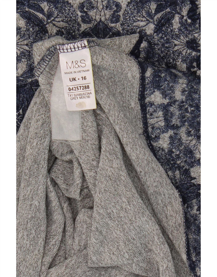 Marks & Spencer Haut Femme Manches 3/4 UK 16 Grand Bleu Floral Polyester