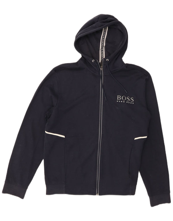 Hugo Boss Pull à capuche zippé graphique XL Bleu marine Coton