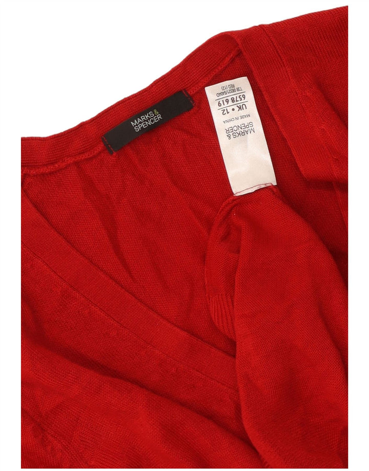 MARKS & SPENCER Pull Cardigan Femme UK 12 Acrylique Rouge Moyen