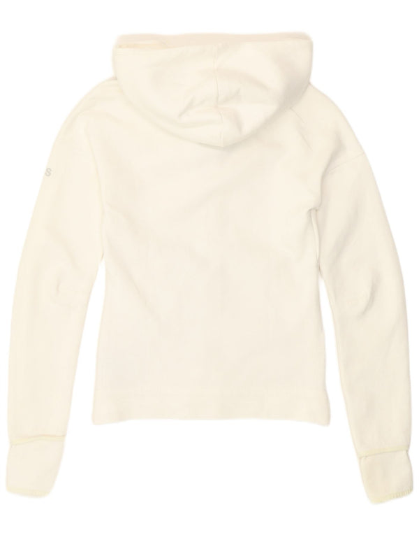 Adidas Pull à capuche zippé pour femme UK 4/6 XS Blanc Coton