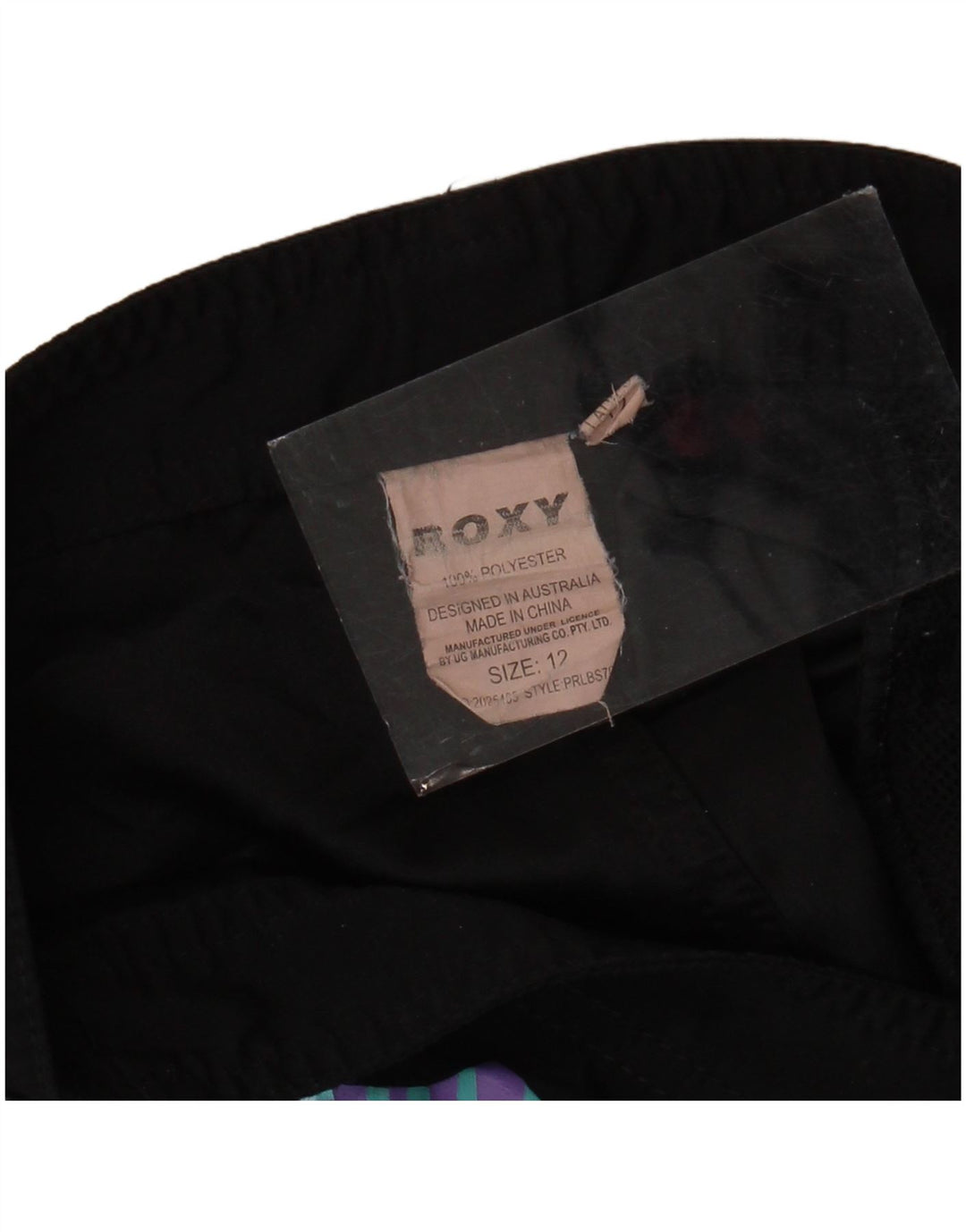 ROXY Short décontracté graphique pour femme US 12 Large W34 Noir Polyester